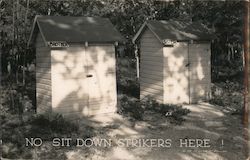 No Sit Down Strikers Here! Outhouses & Bathrooms Postcard Postcard Postcard