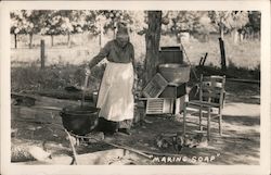 "Making Soap" A Woman Standing over an Outdoor Kettle Women Postcard Postcard Postcard