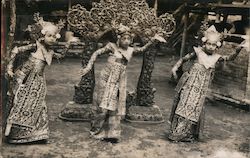 Three Dancers Indonesia Postcard Postcard Postcard