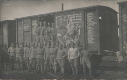 Russian or Czech?  Soldiers with Boxcar WWI? Postcard