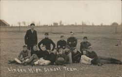 Linden High School Football Team Postcard