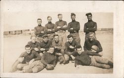 Early Football Team by Railroad Tracks Postcard