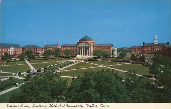 Campus Scene Southern Methodist University Dallas Tx Postcard 