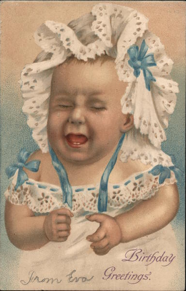 Birthday Greetings - Baby crying Postcard