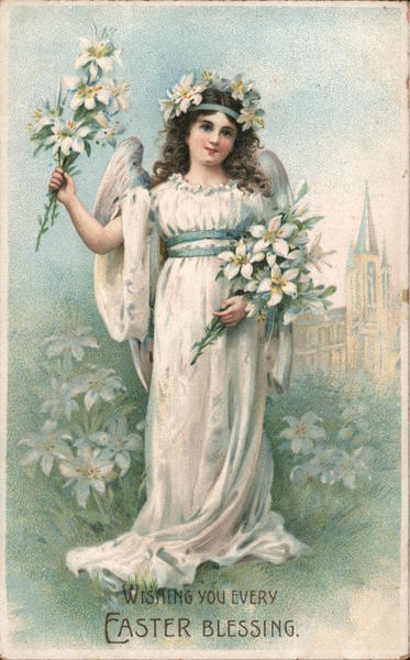 Wishing You Every Easter Blessing With Angels Postcard