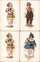 Set of 4: Children Postcard