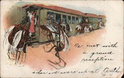 We met with a grand reception - mosquitoes meeting train at station Postcard