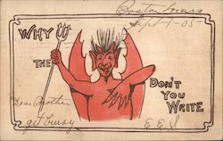 Why the Devil Don't You Write Devils Postcard Postcard Postcard