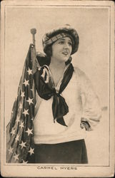 Carmel Myers with American Flag Actresses Postcard Postcard Postcard