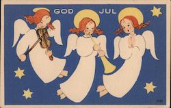 GOD JUL Angels with instruments Postcard