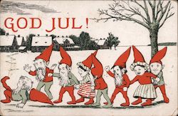 God Jul! Christmas Gnomes Postcard Postcard Postcard