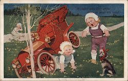 Three Children that Crashed a Play Car Postcard