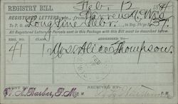 Registry Bill for registered letters, etc reciept - with signatures Postcard