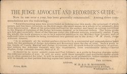 The Judge Advocate and Recorder's Guide - Description, address, price Postcard