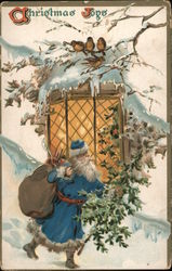 Christmas Joys, Santa in Blue Robe Postcard