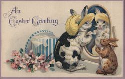 An Easter Greeting With Bunnies Postcard Postcard Postcard