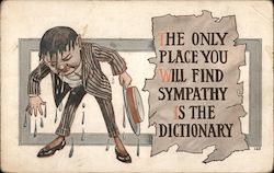 The Only Place You Will Find Sympathy Is The Dictionary Comic, Funny Postcard Postcard Postcard