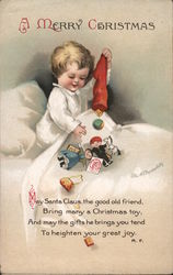 A Merry Christmas May Santa Claus, The Good Old Friend, Bring Many A Christmas Toy Children Ellen Clapsaddle Postcard Postcard Postcard