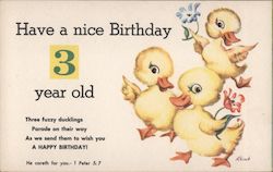 Have a nice Birthday 3 year old chicks Postcard Postcard Postcard