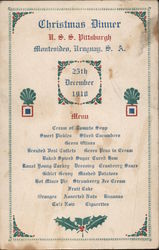 Christmas Dinner USS Pittsburgh Monteviden, Uruguay, S.A. Menu Postcard