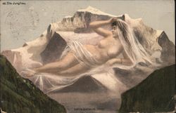 A Naked Woman Lying Against a Mountain Metamorphic Postcard Postcard Postcard