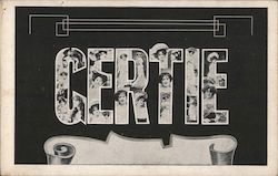 "Gertie" - with Women's Faces inside Letters Postcard