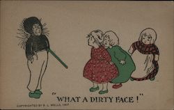 What a dirty face - chimney sweep boy with 3 little girls The Whole Family Postcard Postcard Postcard