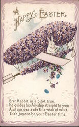 A Happy Easter - Rabbit airship Postcard