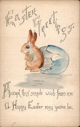 Easter Greetings - Hand Colored Postcard