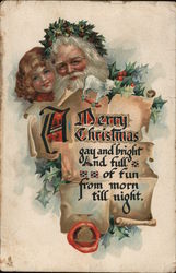 A Merry Christmas - Santa and Child Postcard