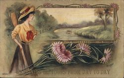 Happiness Be Yours From Day to Day - Woman with Oar Postcard