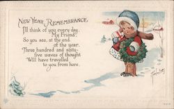 New Year Remembrance Children Postcard Postcard Postcard