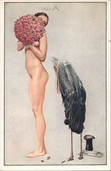 Naked woman and a bird Postcard