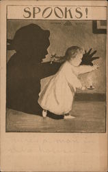 Child making large shadow on a wall with a candle Postcard