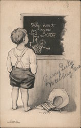 Kid staring at a black board Postcard