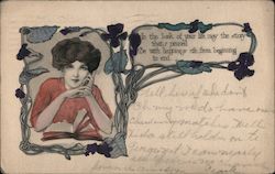 A Woman with a Book Postcard