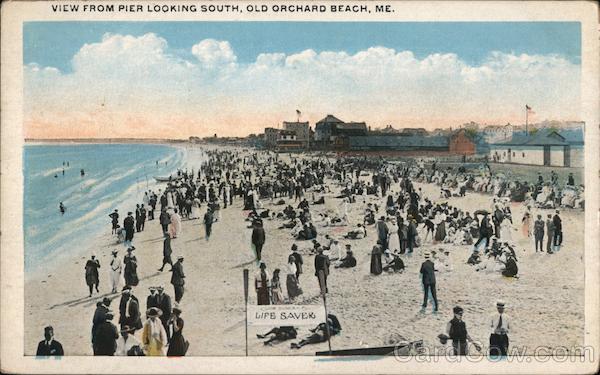 View from pier looking South Old Orchard Beach, ME Postcard