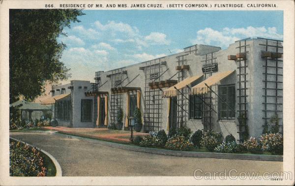 Residence of Mr. and Mrs. James Cruze (Betty Compson) Flintridge, CA ...