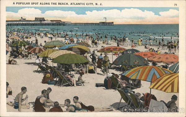 A Popular Spot Along the Beach Atlantic City, NJ Postcard