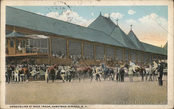Unsaddling At Race Track Saratoga Springs Ny Postcard
