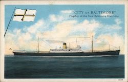 City of Baltimore, Flagship of the New Baltimore Mail Line Boats, Ships Postcard Postcard Postcard