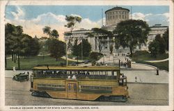 Double Decker in Front of State Capitol Postcard