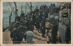 Morninig Exercise on board a U.S. Battleship Postcard