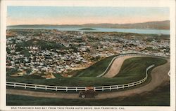 San Francisco and Bay from Twin Peaks Auto Drive California Postcard Postcard Postcard