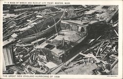 A mass of wreck and ruin at City Point Boston, MA Postcard Postcard Postcard