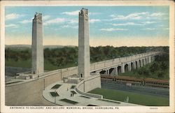 Entrance to Soldiers' and Sailors' Memorial Bridge Harrisburg, PA Postcard Postcard Postcard