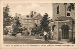 View of the campus and some of the buildings - William and Mary College Postcard