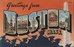 Greetings from Boston Mass. Massachusetts Postcard Postcard Postcard