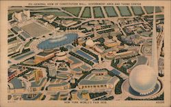 General view of Constitution Mall, Government Area and Theme Center - New York World's Fair 1939 NY World's Fair Postcard Postca Postcard