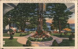 Scaroon Park in front of main house, Scaroon Manor Schroon Lake, NY Postcard Postcard Postcard